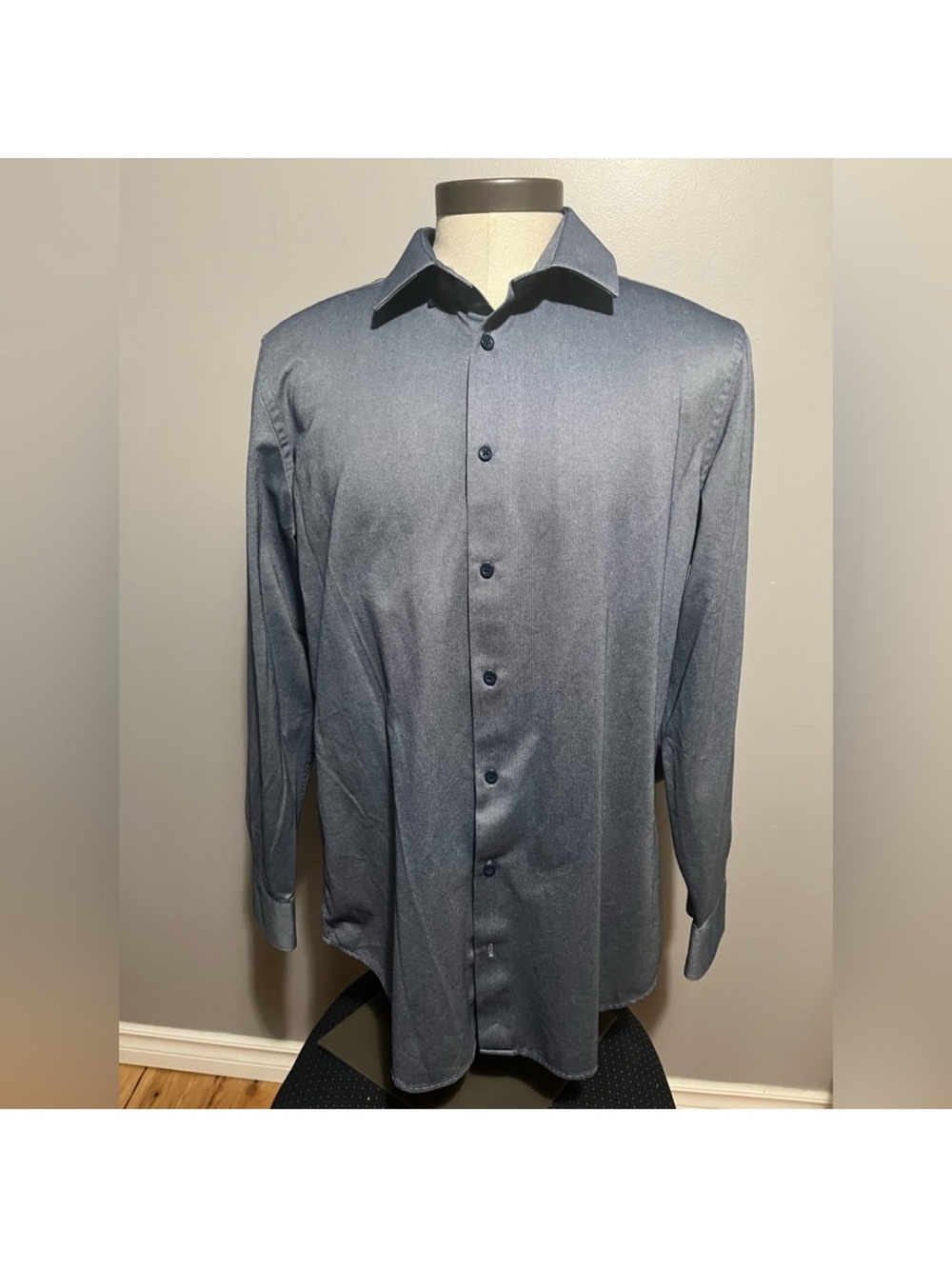 Mens Long-Sleeve Dress Shirt in Steel Blue